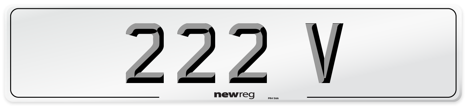 222 V Number Plate from New Reg